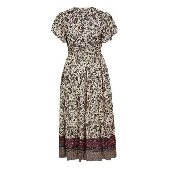 NEW $450 ULLA JOHNSON Lyria Flutter Sleeve  Floral Cotton Blend Midi Dress Sz 4 - Picture 2 of 7